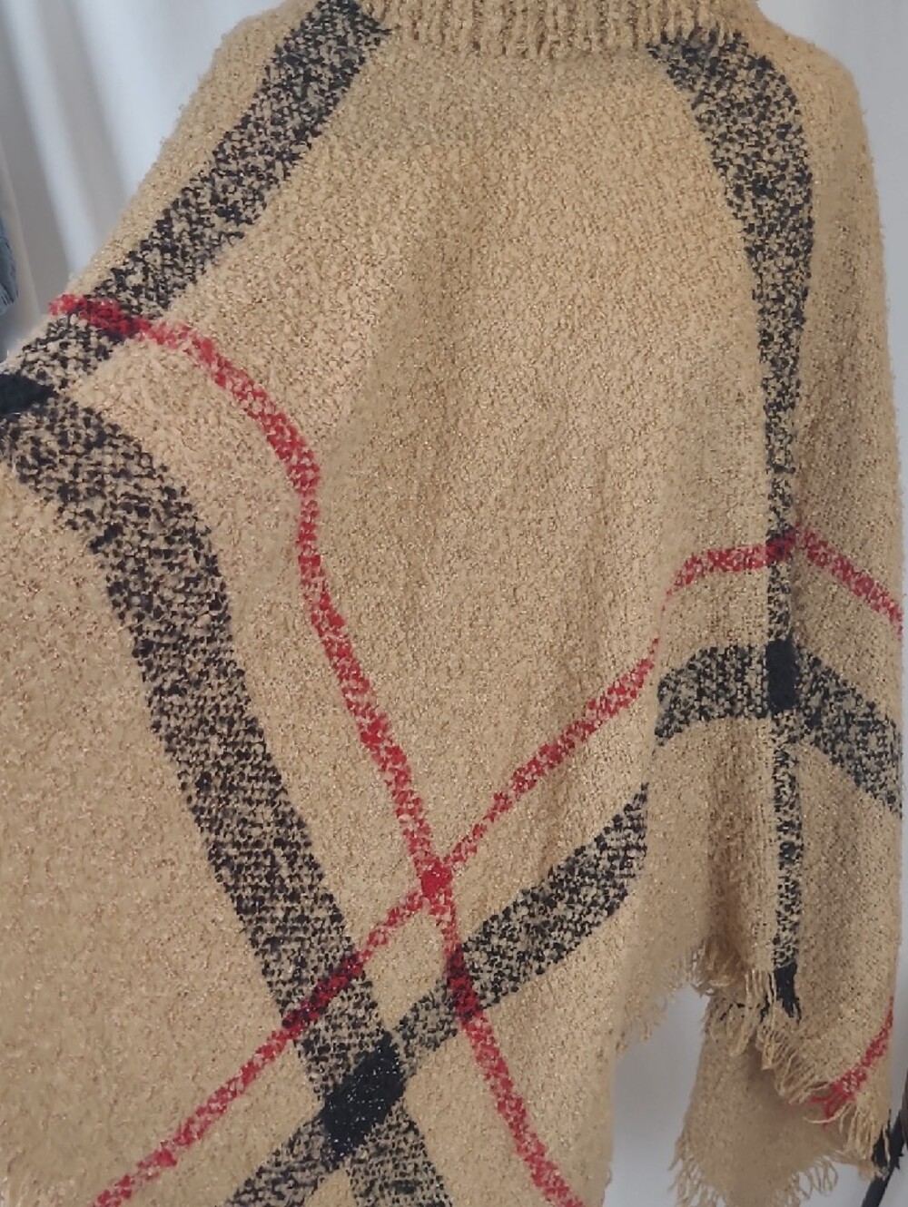 Ultra Soft Plaid Turtleneck Poncho (Burberry Style Pattern) O/S - Picture 7 of 13